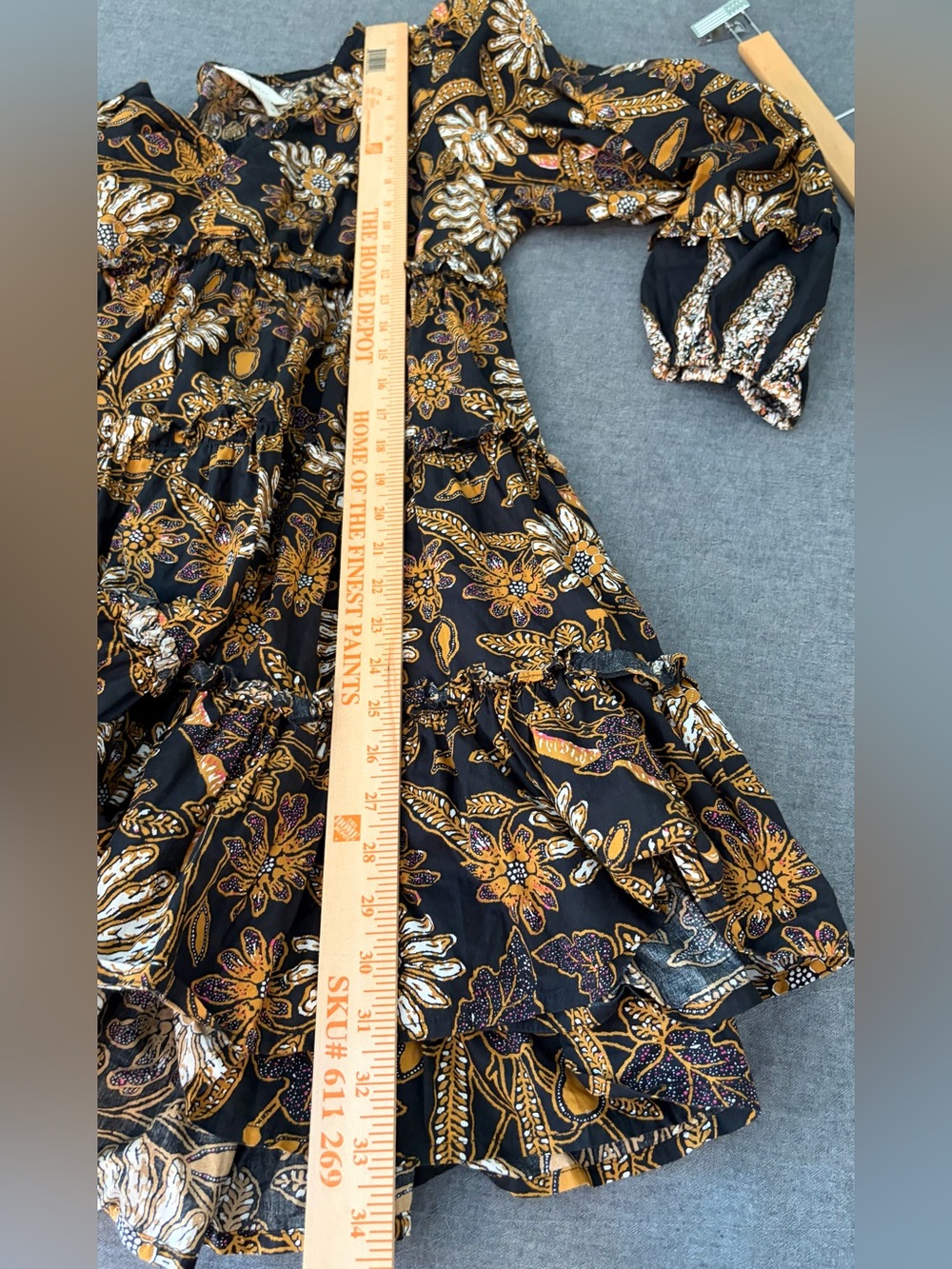 Cleobella Tilda Mini Dress in a black and gold floral Organic Cotton Size M - Picture 5 of 8